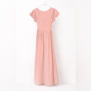 Dusty Rose Ruffle Sleeve Girls' Formal Maxi Dress